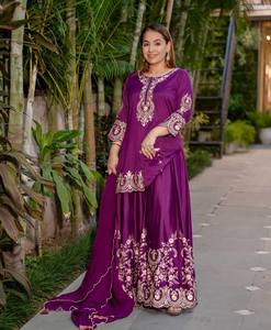 <b>White</b> Heavy Embroidery One Set <b>Long</b> Woven Salwar Kameez Full Length Dupatta for Women Traditional Ethnic Wedding Party Outfit - Product Image 5