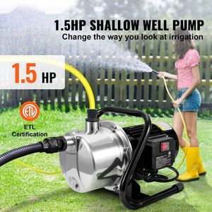 Pompa a getto portatile in acciaio inossidabile da 1,5 HP per irrigazione, 115V, 1200 GPH, altezza 164 piedi, pressione massima 87 psi, per pozzi poco profondi - Product Image 2