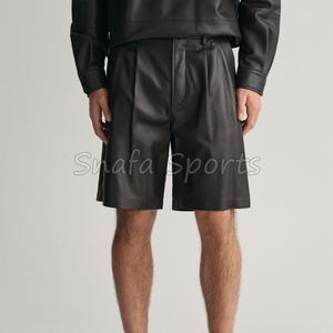 กางเกงขาสั้นหนังแท้คุณภาพสูงสั่งทำพร้อมโลโก้ขายส่งสำหรับผู้ชาย มีกระเป๋า หนังแท้ 100% - Product Image 3