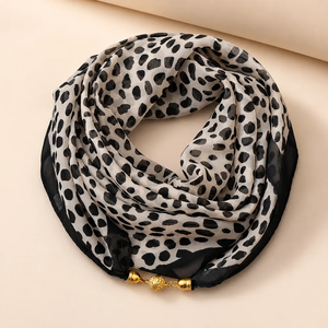 63x63cm Leopard Print Silk Square <b>Scarf</b> for Women with Magnetic Clasp Lightweight Chiffon Fashion Accessory - Product Image 5