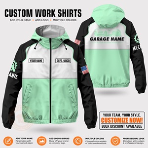 Chaqueta de Trabajo Personalizada para Hombre, Manga Larga, Resistente al Viento, Poliéster, Uniforme de Mecánico de Garaje, Impresión por Sublimación, Todas las Temporadas - Product Image 1