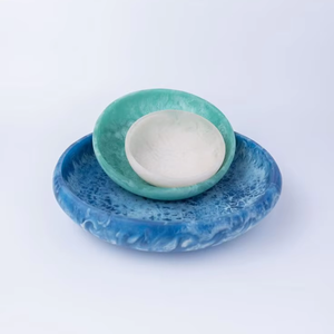 ชามผสมผลไม้และสลัดเรซิ่นสำหรับวางบนโต๊ะครัว งานแฮนด์เมด ตกแต่งบ้าน ลายดอกไม้ทรงกลม - Product Image 1