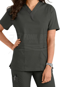 Blusa de Uniforme Hospitalario para Mujer, Cuello en V, Verde, Algodón y Poliéster, Manga Corta, Diseño Personalizado - Product Image 4