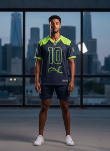 Maillot de football américain personnalisé avec impression par sublimation, respirant, à manches courtes, pour l'été et l'hiver, protection UV, vêtements de sport - Product Image 5