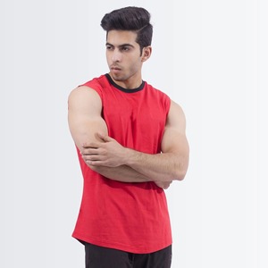 Men's <b>Red</b> Sleeveless O-Neck Knitted <b>Tank</b> <b>Top</b> Solid Color Casual Wear - Product Image 2