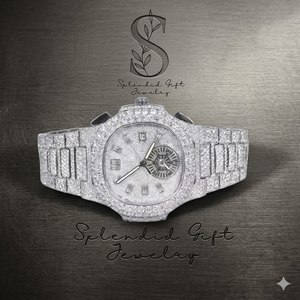 Premium VVS Moissanite Diamond Mens Quartz Watch Glass Dial Stainless Steel Band Brilliant Sparkle for Elevated Luxury Lifestyle - Product Image 1