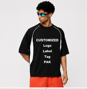 Customized Men's Gray Short Sleeve Sporty T-Shirt Quick Dry O-Neck Knitted Oversized Fit Blank Front Logo Printing 100% - Product Image 2