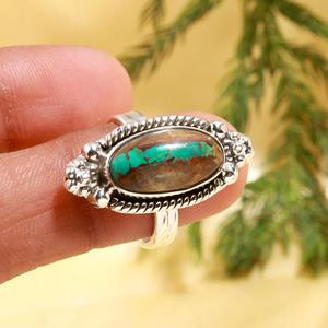 Unisex 925 Sterling Silver Wedding Engagement Anniversary Party <b>Ring</b> Classic Style <b>Turquoise</b> Gemstone Cushion Shape - Product Image 1