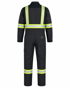 Navy Blue Lime Yellow Hi Vis Spandex <b>Waterproof</b> Industrial Work Coverall Heavy Duty Mechanic <b>Overall</b> Cargo Pockets Hidden Snap - Product Image 5
