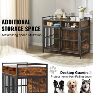 Casa para Perros de Madera de 41 Pulgadas con Doble Puerta, Estilo Mueble, para Razas Grandes, con Almacenamiento para Perros Medianos a Grandes - Product Image 6