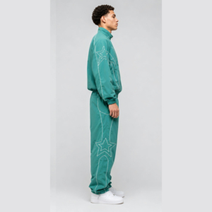 Men's Sportswear Eco-friendly Solid Waterproof Patchwork Zip up Polyester Cotton Windbreaker Track Jacket <b>Pants</b> Set Wholesale - Product Image 3