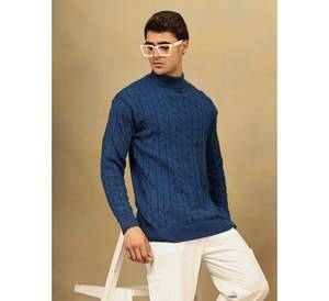 Pull en maille torsadée pour homme, doux et chaud, col montant, tricot personnalisé pour homme, pull d'hiver à manches longues - Product Image 1