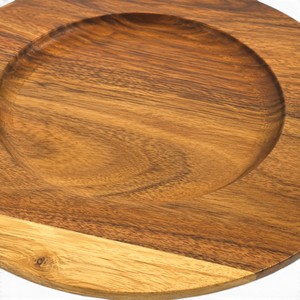 Handcrafted Round Wooden Serving Tray | Decorative <b>Snack</b>, Fruit & Coffee Table Serving Platter 12 Inch - Product Image 4