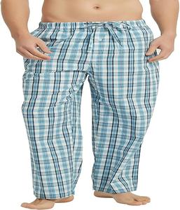 กางเกงขายาวทรงตรงพิมพ์ลายตารางผ้าบางเบาใส่สบายเอวยางยืดคุณภาพสูงสำหรับผู้ชาย - Product Image 2