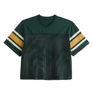 Maillot de football américain unisexe personnalisé à manches courtes, respirant, écologique, en maille, col en V, léger et ample, à prix abordable - Product Image 1