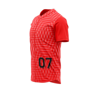 Red Baseball Jersey Men's Short Sleeve Sublimated Geometric Print Moisture Wicking 100% <b>Polyester</b> Regular Fit Button Front - Product Image 4