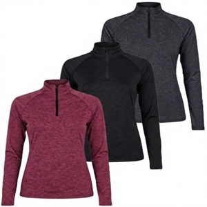 Custom <b>Half</b> <b>Zip</b> Loose Solid Color Fleece <b>Sweatshirt</b> <b>Women</b> Quarter <b>Zip</b> Oversized Drop Shoulder Pullover <b>half</b> <b>zip</b> <b>Sweatshirt</b> - Product Image 2