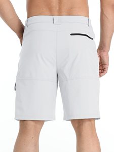 Men's Relaxed Fit Breathable Cargo <b>Shorts</b> with Canvas Fabric Elastic Waist Mid Rise Applique Decorations - Product Image 2