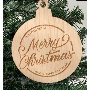 Wholesale Custom Wooden Christmas <b>Tree</b> <b>Ornament</b> Laser Engraved Hanging Bauble Holiday <b>Tree</b> Decor Rustic New Year Party Decor - Product Image 1