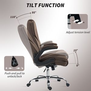 Sedia Direzionale da Ufficio in Tessuto Diamantato Marrone Scuro con Braccioli Ribaltabili - Certificata BIFMA e Realizzata in Nylon - Product Image 6