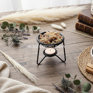 Metal Incense <b>Burner</b> with Candle Holder for Aromatherapy Indian Fragrance Use All Season Black Finished Best Selling <b>Oil</b> <b>Burner</b> - Product Image 6