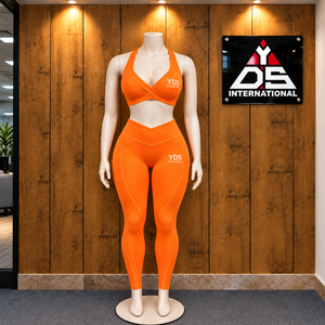 <b>Women</b> Fitted Activewear Style Yoga Set Full Length LeggingsMinimal Fitness Straps High Waist Full Length <b>Leggings</b> <b>Seamless</b> - Product Image 1
