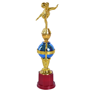Trophée de luxe or et bleu en forme de globe, récompense de championnat haut de gamme pour les compétitions sportives, les événements d'entreprise et les récompenses scolaires - Product Image 1