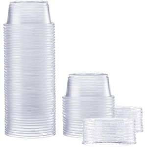 50 Contenitori Monouso Trasparenti per Soufflé con Coperchi - Coppette Monoporzione in Plastica per Insalate e Gelatine - Product Image 1