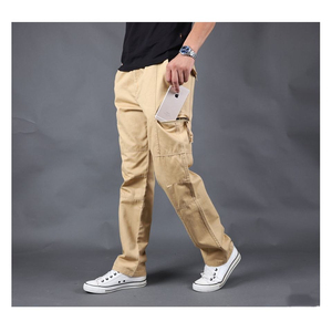 Custom Logo Solid Straight Cargo Pants Fitness Sports <b>Men's</b> <b>Trousers</b> High Quality Multi-pocket Cargo Pants - Product Image 4