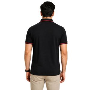 Premium Black Mens Polo <b>Shirt</b> With Red Contrast <b>Collar</b> And Sleeve Trim Custom Logo Short Sleeve Casual Golf Sportswear <b>T</b> <b>Shirt</b> - Product Image 2