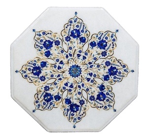 Mesa de comedor con incrustaciones de mármol hecha a mano, mesa de centro con incrustaciones de mármol blanco, mesa de mármol pietra dura, mesa de mármol de lujo hecha a mano con incrustaciones. - Product Image 1