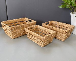 Handmade Water Hyacinth Storage Basket, Woven Organizer for Nursery, Baby <b>Toys</b>, Clothes, Books and Home Organization Decor Ideas - Product Image 2