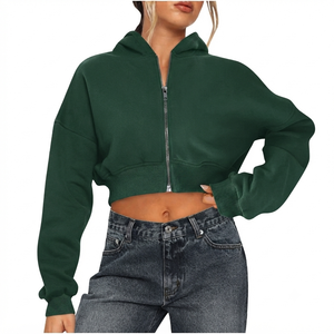 Hoodie court pour femme en molleton de coton confortable, personnalisable, marque privée, OEM, ODM, fournisseur en gros, usine de vêtements haut de gamme sur mesure - Product Image 1