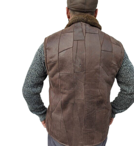 Gilet unisexe en peau de mouton marron clair - Product Image 3