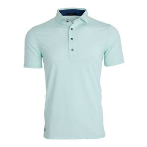 Chemise à manches courtes bleu clair pour homme, couleur unie, style décontracté, coupe classique, tissu tricoté, séchage rapide, design boutonné sur le devant - Product Image 1