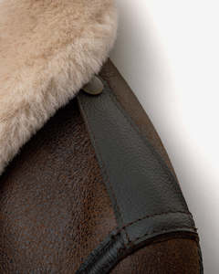 Fashion <b>Men's</b> Brown Genuine Leather <b>Aviator</b> <b>Jacket</b> With Fur Lining Zipper Closure Winter Moto Biker Style - Product Image 4