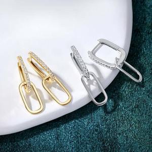 Boucles d'oreilles en diamant naturel de qualité supérieure, boucles d'oreilles géométriques en diamant avec or massif pour femmes - Product Image 1