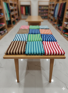 Tela de Algodón Peinado Estampada a Rayas, Ecológica, Orgánica, Transpirable, Absorbente de Humedad, Ligera, para Prendas de Niñas - Product Image 2