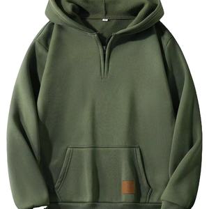 Vente en gros Sweat à capuche uni de couleur quart de fermeture éclair pour hommes Sweats à capuche personnalisés de haute qualité pour hommes Sweats à capuche en polaire unisexe - Product Image 1
