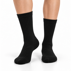 Black Ribbed Crew <b>Socks</b> <b>Men</b> Knitted Casual <b>Sports</b> <b>Socks</b> Anti-Slip Breathable Everyday Wear - Product Image 1