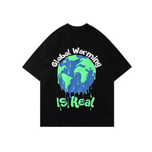 เสื้อยืดคอตตอนทรงปกติพิมพ์ลายสกรีนด้านหน้า "Global Warming Is Real" สำหรับผู้ชาย แขนสั้น คอกลม เป็นมิตรกับสิ่งแวดล้อม - Product Image 3