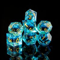 Yeux de Dragon Bleus, Yeux de Beholder, Yeux de Dragon à Noyau Liquide, Yeux à Bords Tranchants, Ensemble de Dés Faits Main pour D&D, Dungeons and Dragons, TTRPG
