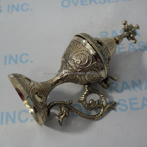 Quemador de Incienso de Latón Hecho a Mano de Primera Calidad con Asa Ornamental para Incienso de Resina, Aromaterapia y Culto Religioso - Product Image 2