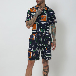 Shorts de bain pour hommes à imprimé géométrique, taille mi-haute, avec cordon de serrage, séchage rapide, décontractés, style Bermuda, avec poches - Product Image 5