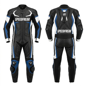 Traje de Motociclismo de Una Pieza SPEEDFREAK para Hombre – Armadura Profesional para Carreras y Pista (Negro/Azul/Blanco) - Product Image 3