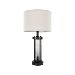 Lot de 2 lampes de table style ferme, à intensité variable, avec ampoule LED vintage et abat-jour en lin, pour chevet - Product Image 1