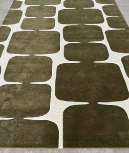 Green Abstract Tufted Area Rug, Organic Shape Design <b>Carpet</b>, Modern Minimalist Living Room Rug - Product Image 2