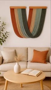 Décoration murale amovible légère en perles de bois style bohème moderne, ornements suspendus faits à la main écologiques, rustiques, pour Diwali - Product Image 2