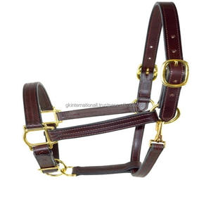 Licol en cuir de qualité supérieure, solide, design personnalisé, solide et Durable, en finition brune, double couture avec quincaillerie en laiton massif - Product Image 1