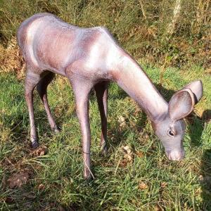 Life Size Doe Deer Statue Bronze Finish Garden Decoration <b>Hand</b> <b>Casted</b> Sculpture Outdoor Reindeer Sculpture - Product Image 1